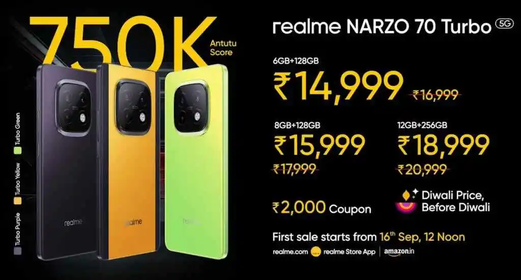 Realme Narzo 70 Turbo 5G price in india and offers