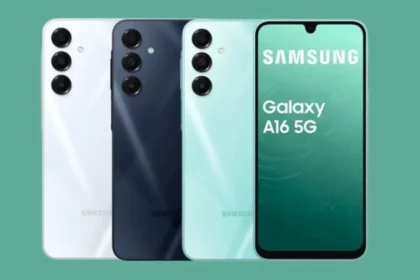 Samsung Galaxy A16 5G smartphone in three colour options